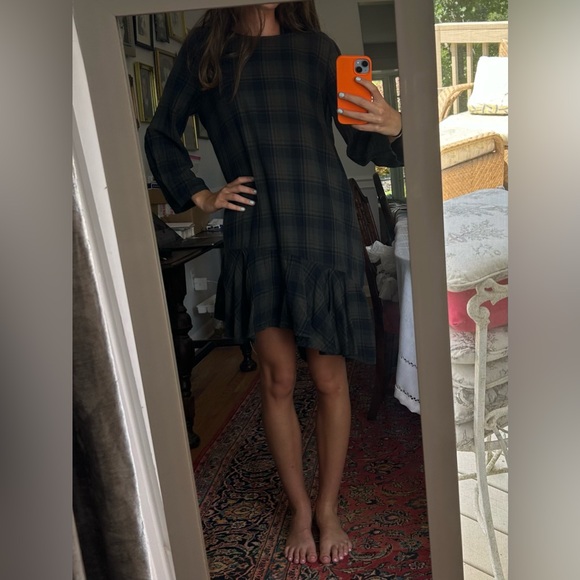 Free People Dresses & Skirts - Free People Blue Long Sleeve Plaid asymmetrical dress/tunic